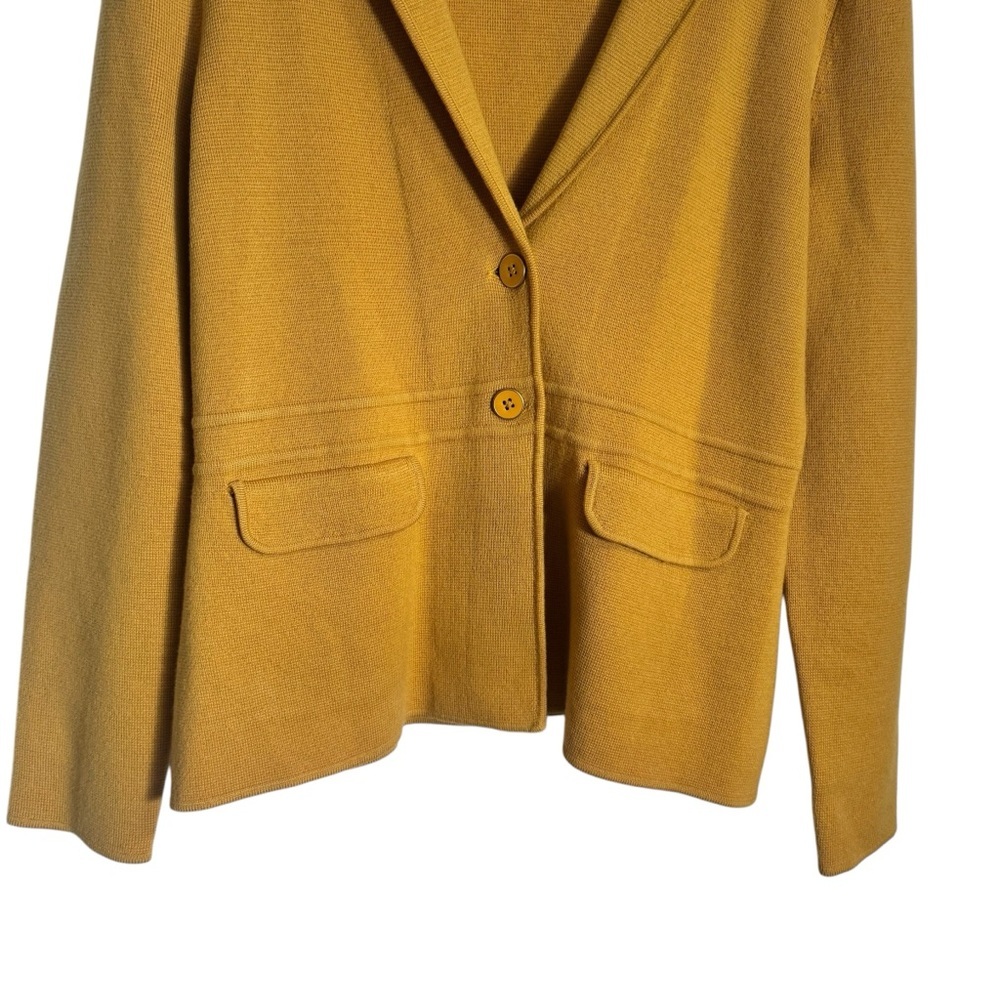 Talbots Women's Merino Wool Sweater Blazer Yellow Button Academia Size Medium - Picture 4 of 5